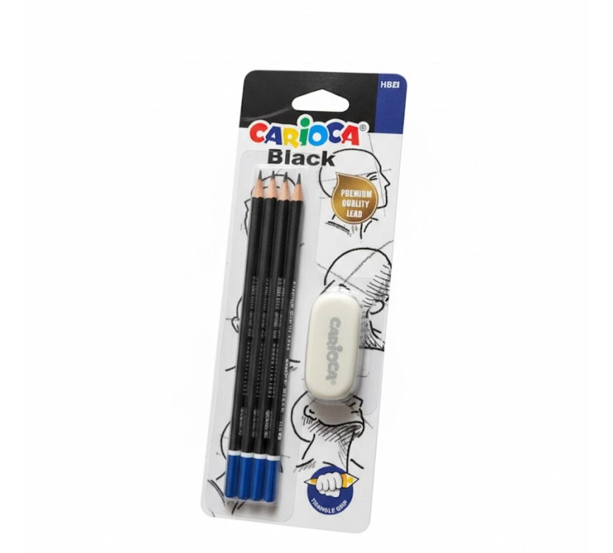 Set Carioca Black – 4 Lápices + Goma de Borrar